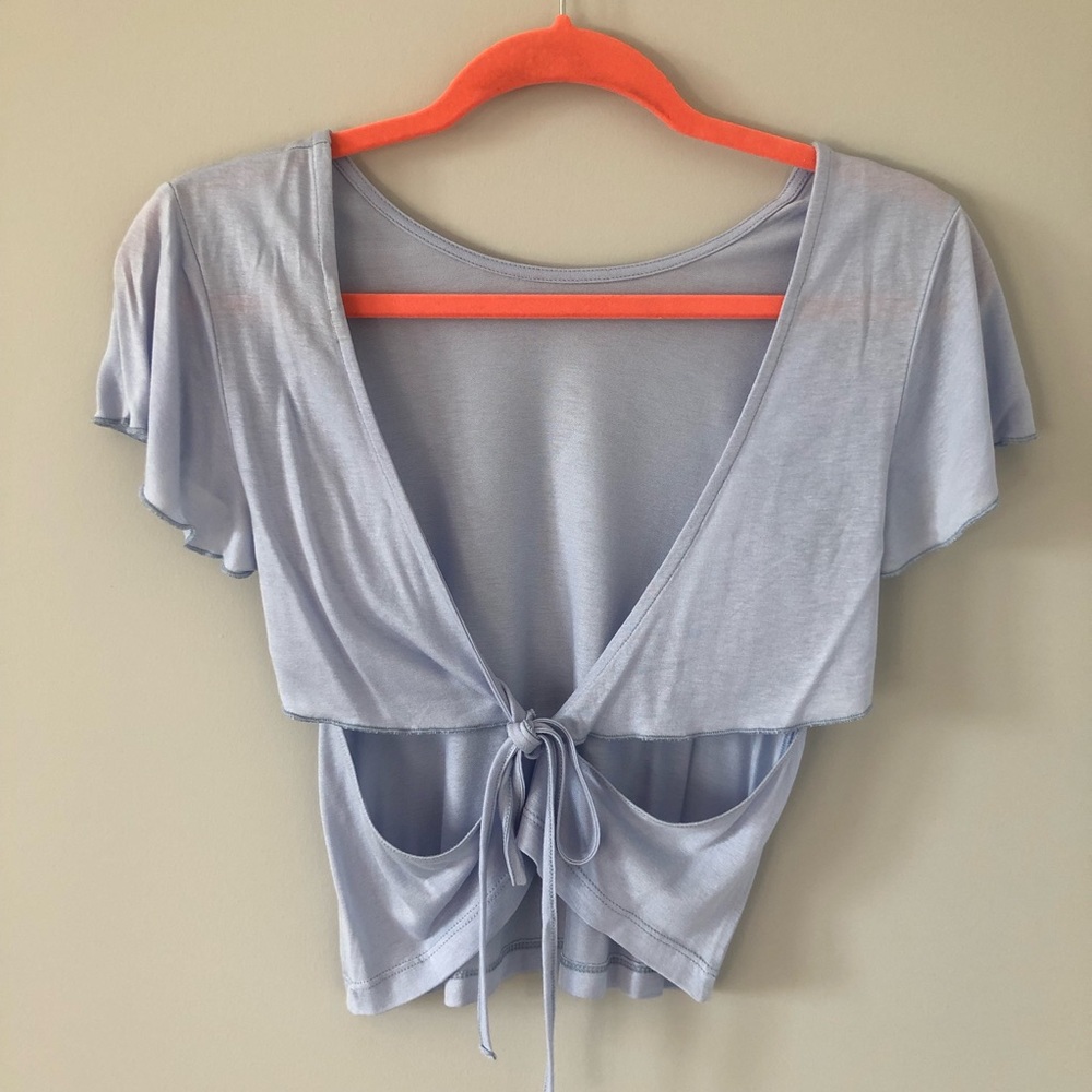 ASOS Tie Back Crop Top, Pastel Blue
